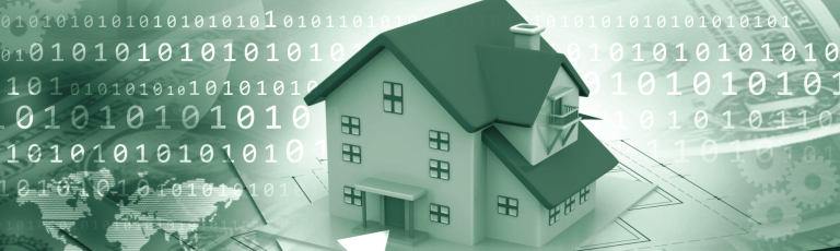 House surrounded by code financial line and dollars
