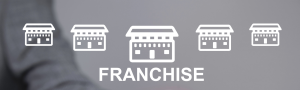 simple drawing of a commercial building with the word franchise under it