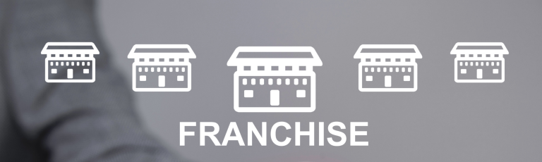 simple drawing of a commercial building with the word franchise under it